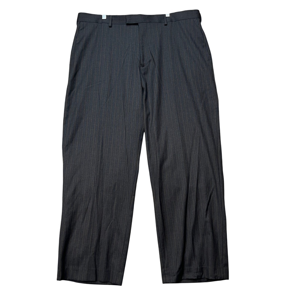 Axist Essentials Dress Pants Mens 40x30 Black Straight Leg Pinstripe Herringbone